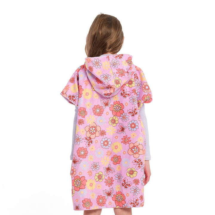 Cancer Council | Butterfly Garden Hooded Towel - Back | Sweet Lilac | UPF50+ Protection