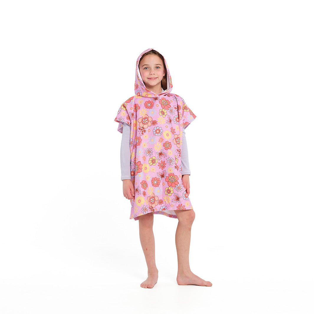Cancer Council | Butterfly Garden Hooded Towel - Full Front | Sweet Lilac | UPF50+ Protection