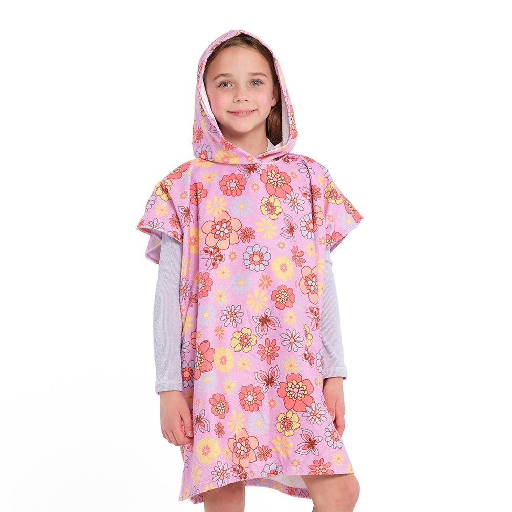 Cancer Council | Butterfly Garden Hooded Towel - Front Hooded | Sweet Lilac | UPF50+ Protection
