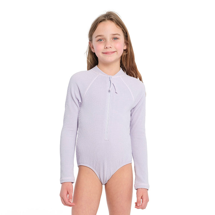 Cancer Council | Textured Purple Heather Paddle Suit - Front | Purple | UPF50+ Protection