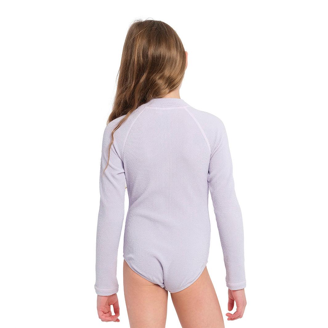 Cancer Council | Textured Purple Heather Paddle Suit - Back | Purple | UPF50+ Protection