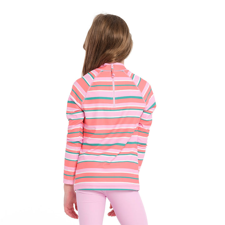Cancer Council | Coral Stripe Rashie - Back | Pink | UPF50+ Protection