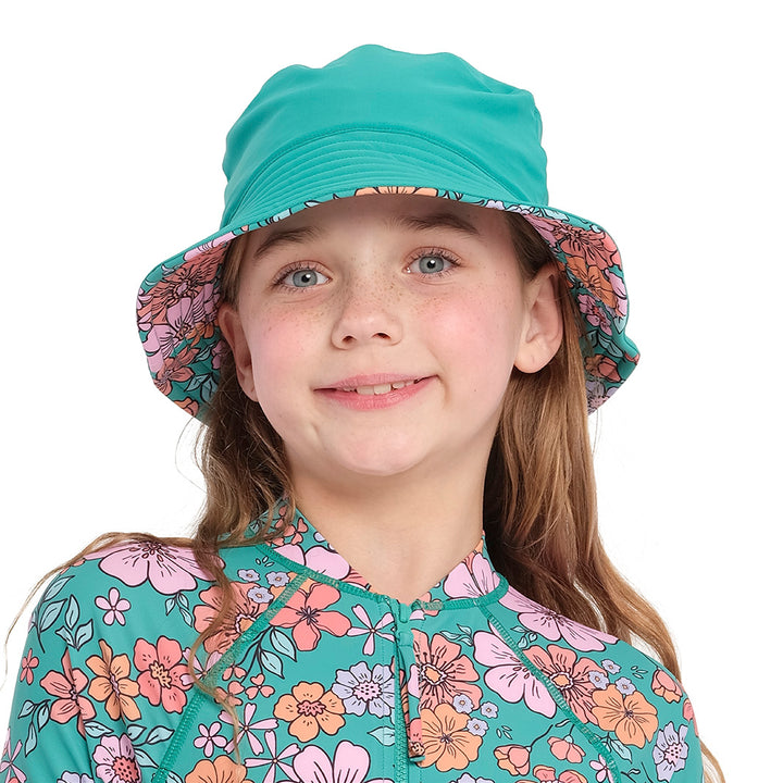 Cancer Council | Vivid Bucket Swim Hat - Reverse | Green | UPF50+ Protection