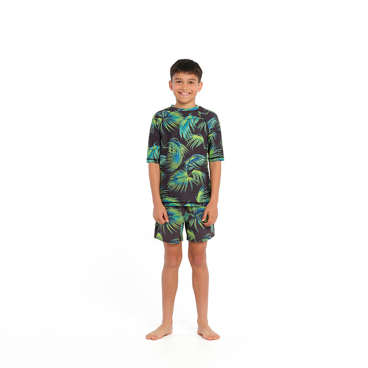 Cancer Council | Palm Breeze Short Sleeve Rashie - Full Front 2 | Phantom | UPF50+ Protection