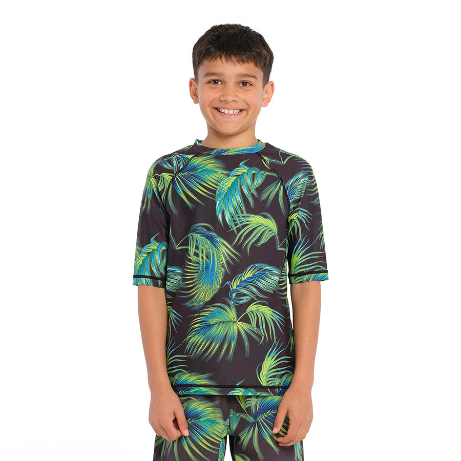 Cancer Council | Palm Breeze Short Sleeve Rashie - Front | Phantom | UPF50+ Protection