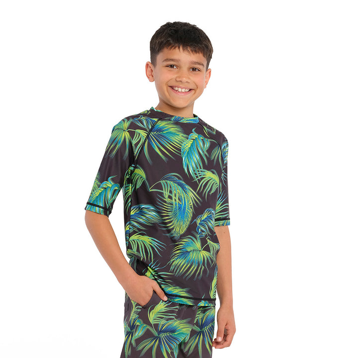 Cancer Council | Palm Breeze Short Sleeve Rashie - Angle | Phantom | UPF50+ Protection