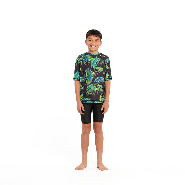 Cancer Council | Palm Breeze Short Sleeve Rashie - Full Front | Phantom | UPF50+ Protection