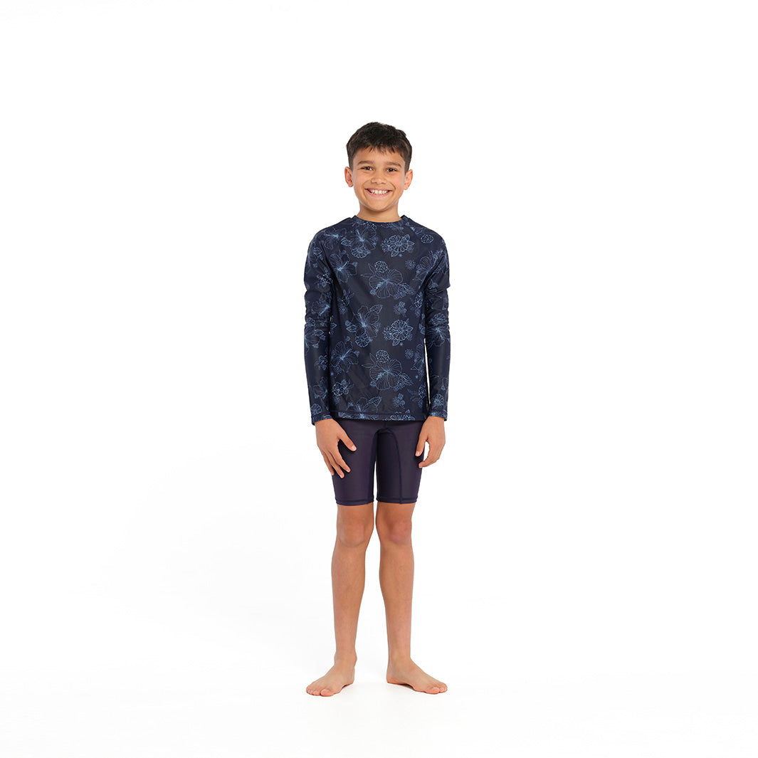 Cancer Council | Blue Bay Long Sleeve Rashie - Full Front | Navy | UPF50+ Protection
