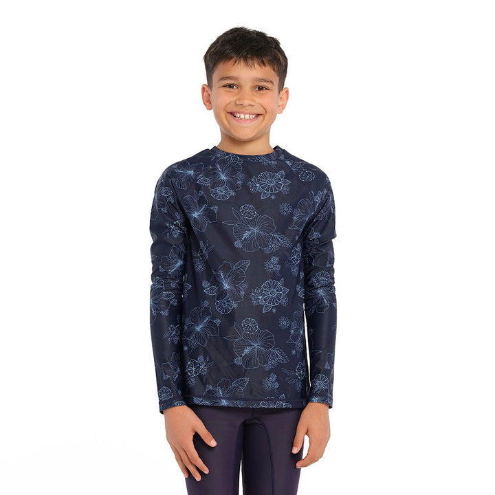 Cancer Council | Blue Bay Long Sleeve Rashie - Front | Navy | UPF50+ Protection