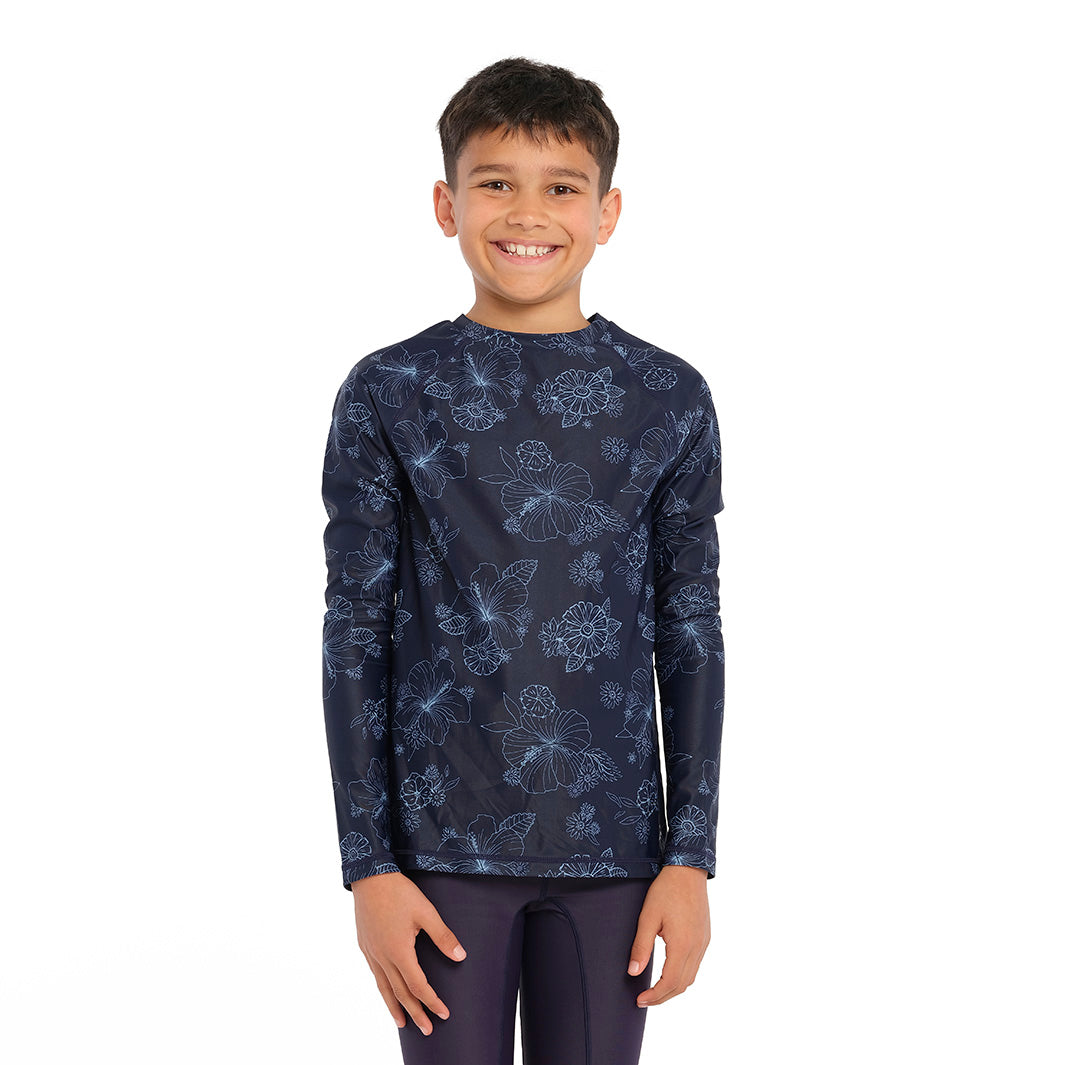 Cancer Council | Blue Bay Long Sleeve Rashie - Front | Navy | UPF50+ Protection