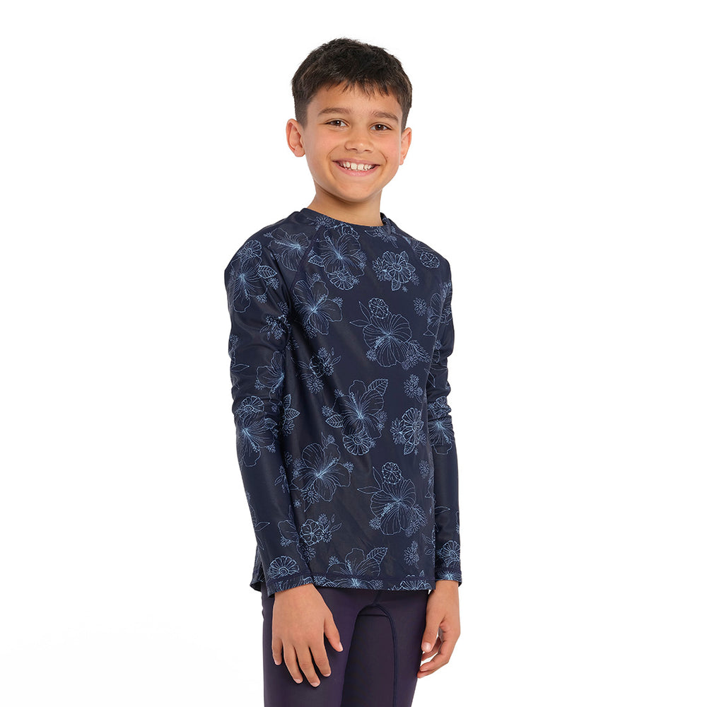 Cancer Council | Blue Bay Long Sleeve Rashie - Angle | Navy | UPF50+ Protection