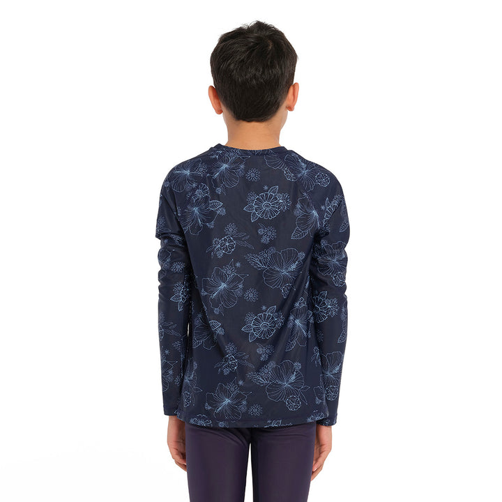 Cancer Council | Blue Bay Long Sleeve Rashie - Back | Navy | UPF50+ Protection