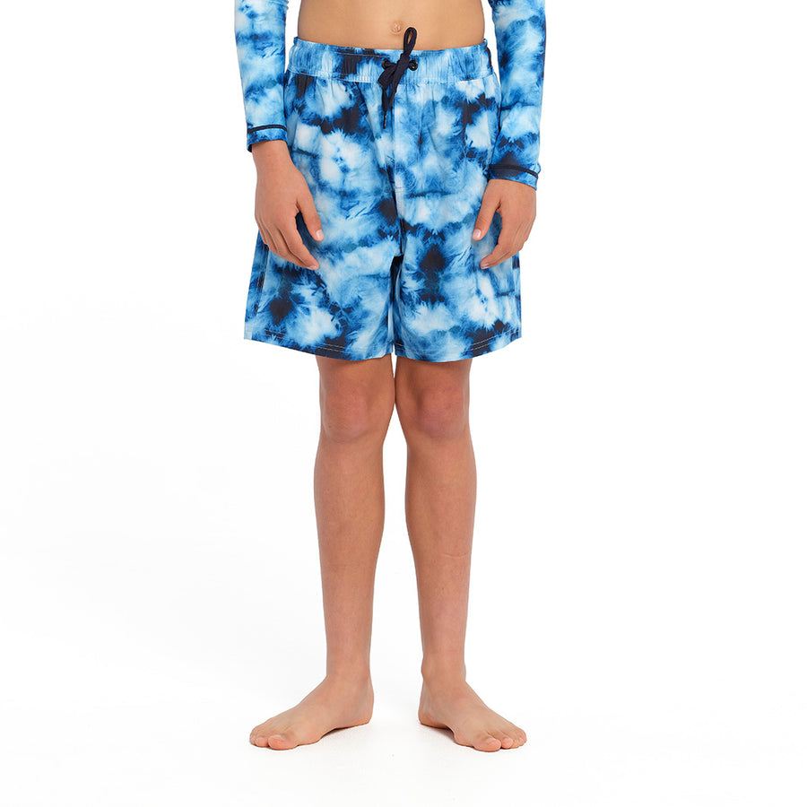 Cancer Council | Blue Tie Dye Boardshorts - Front | Blue | UPF50+ Protection