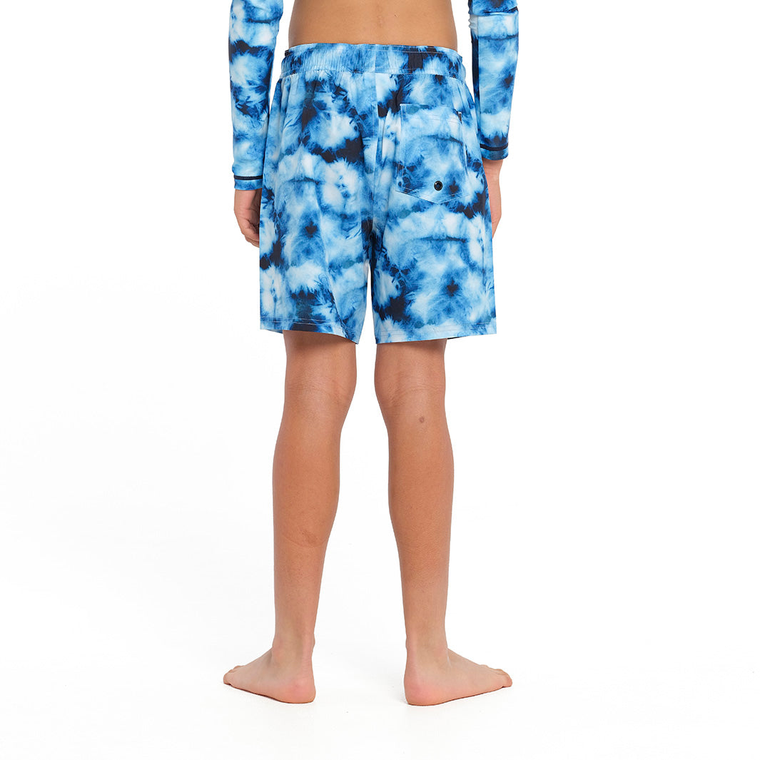Cancer Council | Blue Tie Dye Boardshorts - Back | Blue | UPF50+ Protection