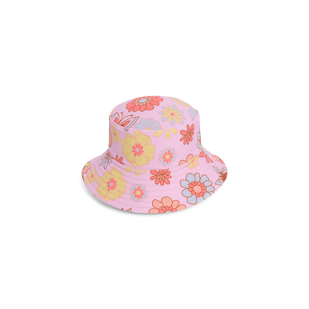 Cancer Council | Butterfly Garden Bucket Swim Hat - Flat | Sweet Lilac | UPF50+ Protection