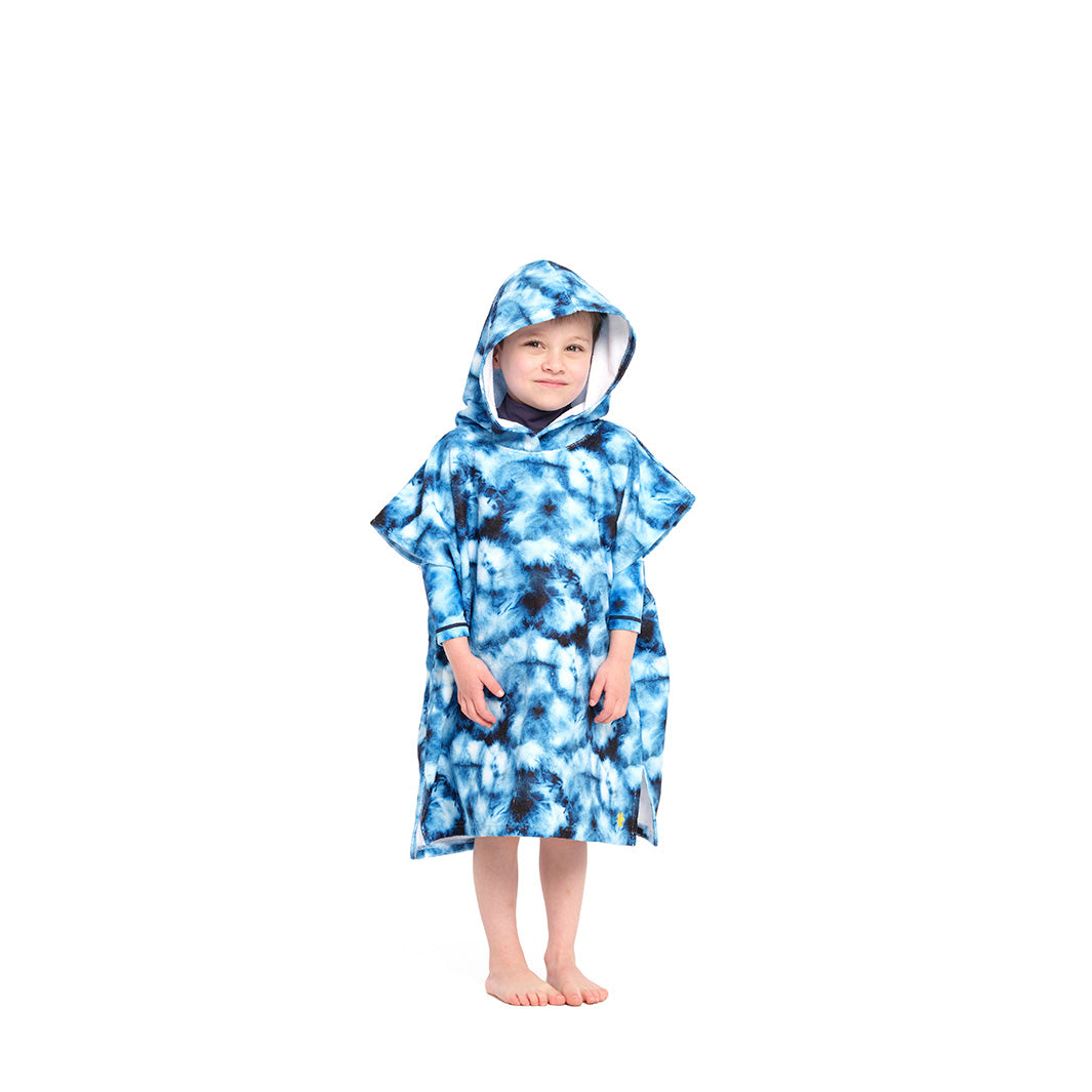 Cancer Council | Blue Tie Dye Hooded Towel - Front Hood | Blue | UPF50+ Protection