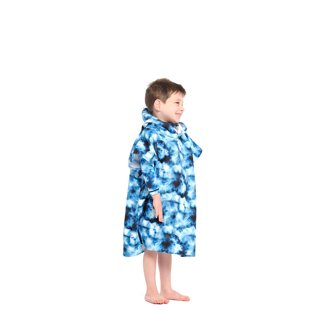 Cancer Council | Blue Tie Dye Hooded Towel - Angle | Blue | UPF50+ Protection