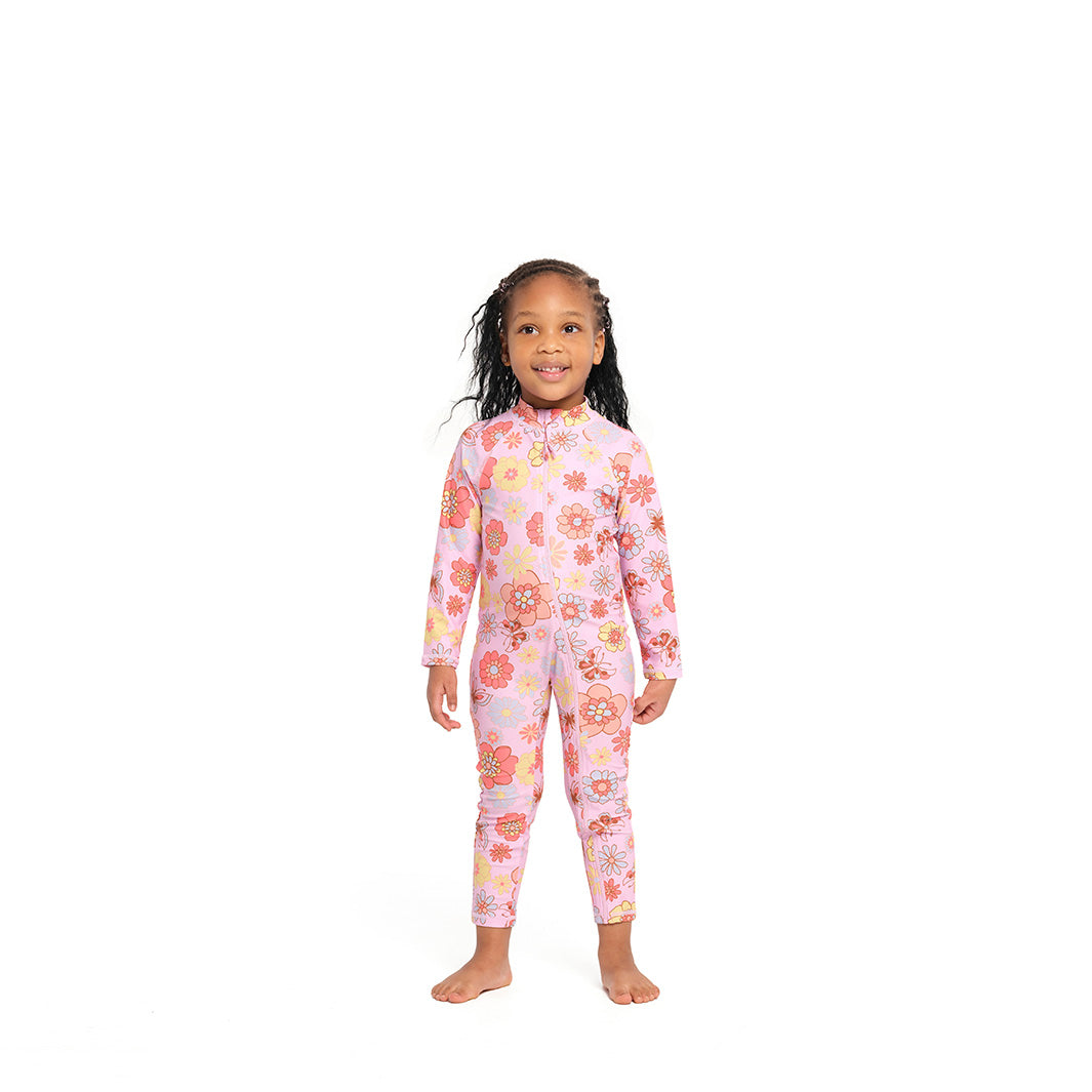 Cancer Council | Butterfly Garden Swim Zip Suit - Front | Sweet Lilac | UPF50+ Protection