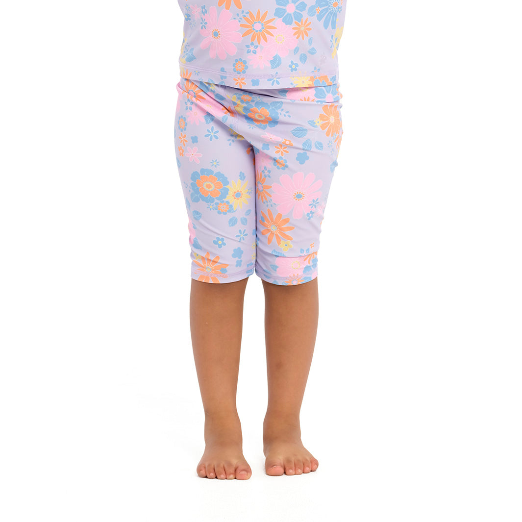 Cancer Council | Floral Heather Swim Shorts - Front | Purple | UPF50+ Protection
