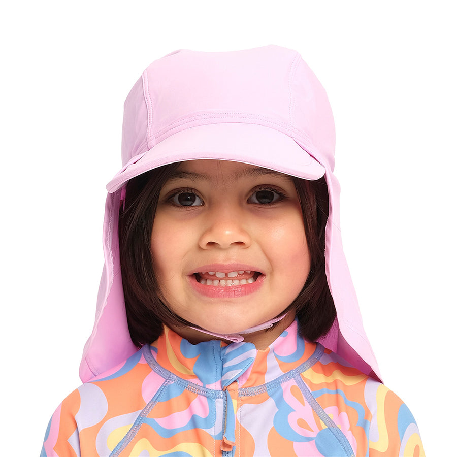 Cancer Council | Infant Legionnaire Swim Hat - Front | Sweet Lilac | UPF50+ Protection