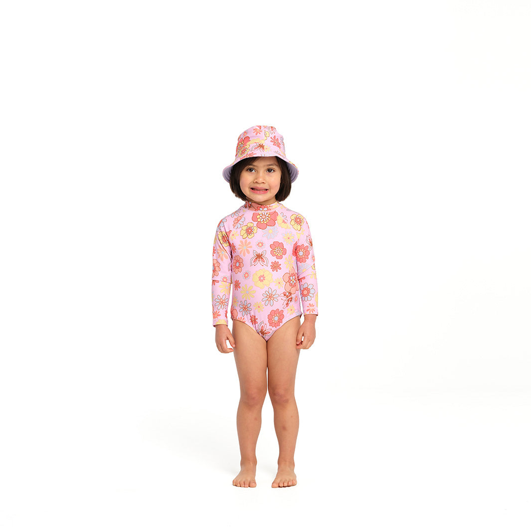 Cancer Council | Butterfly Garden Bucket Swim Hat - Full Front | Sweet Lilac | UPF50+ Protection
