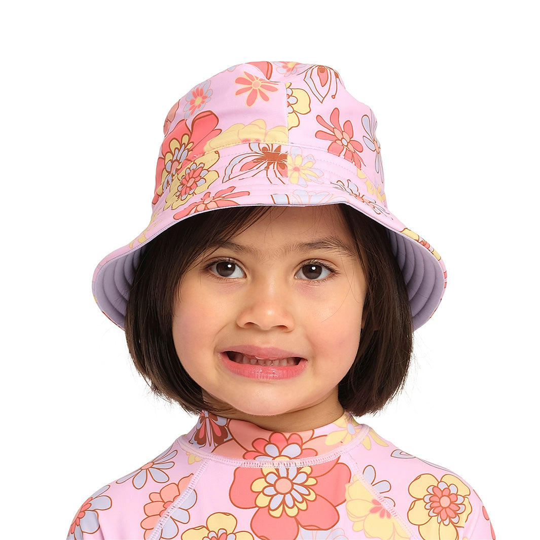 Cancer Council | Butterfly Garden Bucket Swim Hat - Front | Sweet Lilac | UPF50+ Protection