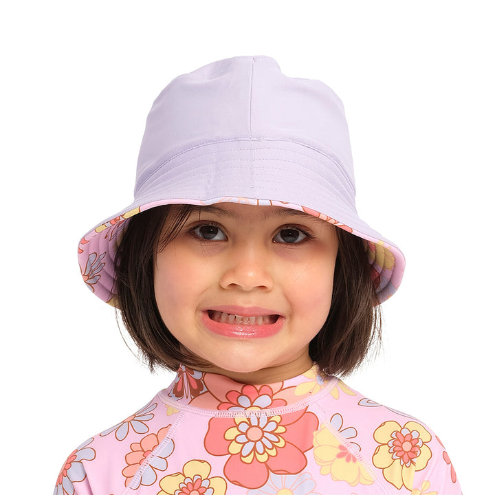 Cancer Council | Butterfly Garden Bucket Swim Hat - Reverse Front | Sweet Lilac | UPF50+ Protection