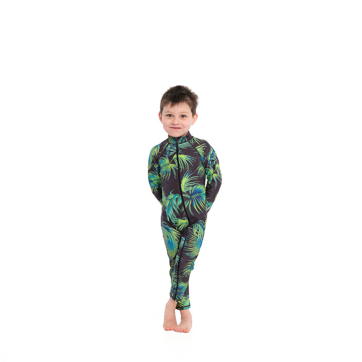 Cancer Council | Palm Breeze Swim Zip Suit - Front | Phantom | UPF50+ Protection