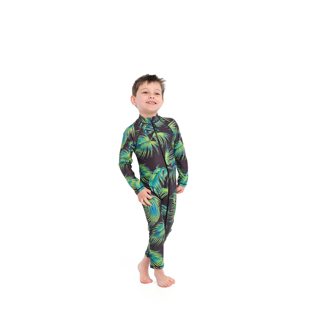 Cancer Council | Palm Breeze Swim Zip Suit - Side | Phantom | UPF50+ Protection