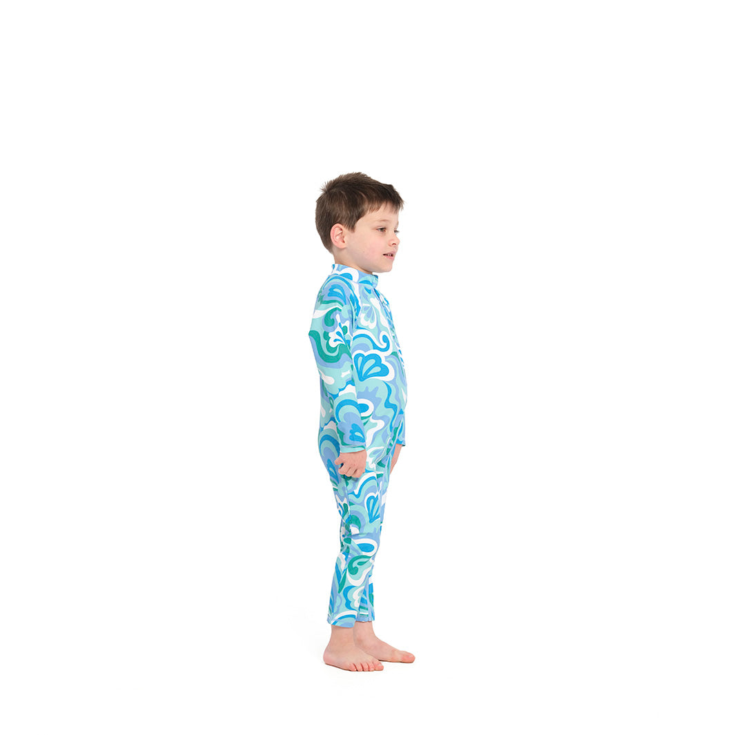 Infant Summer Swirl LS Swim Zip Suit - Light Blue