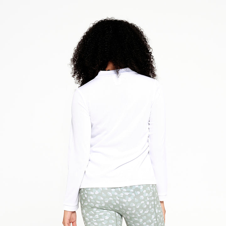 Cancer Council | Womens Long Sleeve Polo - Back | White | UPF50+ Protection