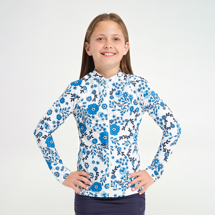 Cancer Council | 
Kids Bella LS Swim Jacket - Front |  UPF50+ Protection