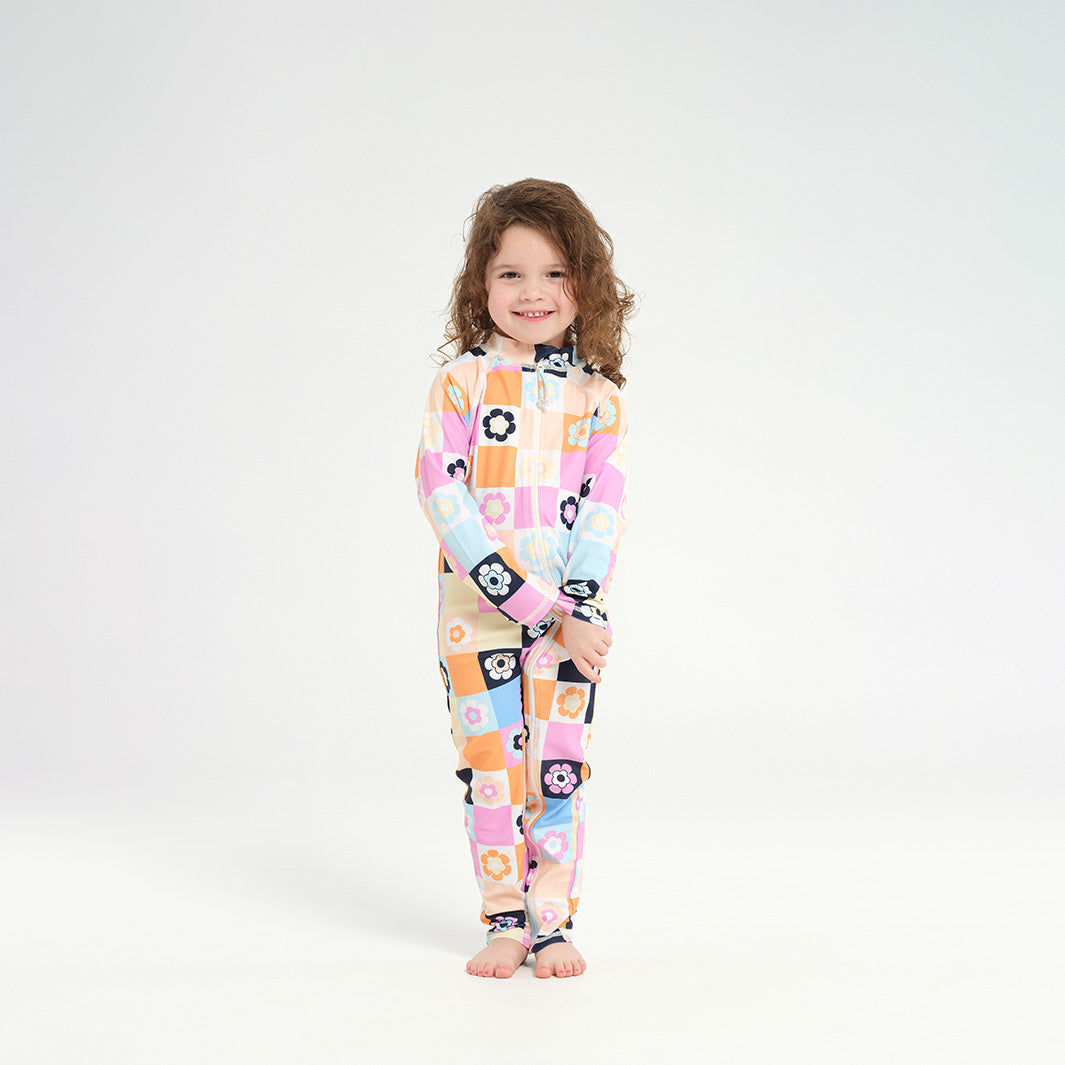 Cancer Council | Infant Patch LS Swim Zip Suit - Front |  UPF50+ Protection