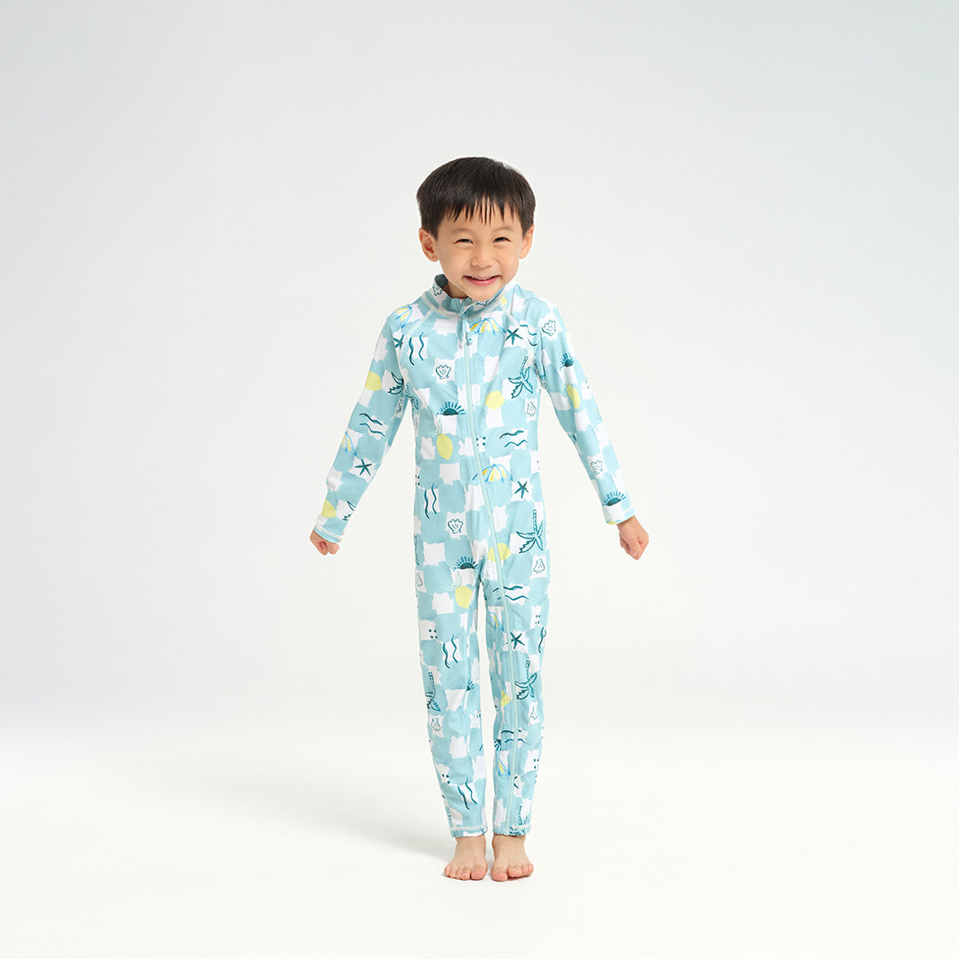 Cancer Council | Infant Summer Days LS Swim Zip Suit - Front |  UPF50+ Protection