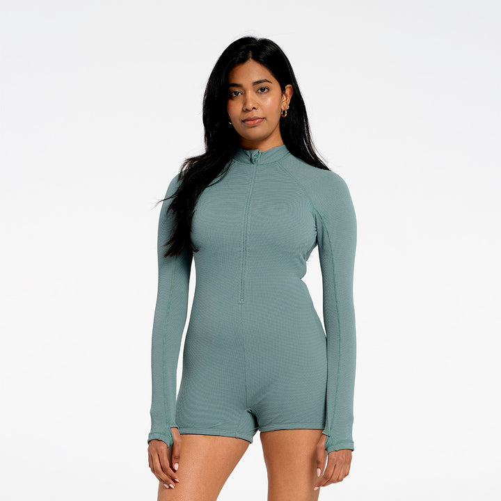 Cancer Council | Womens Sea Mist Boyleg One Piece | Front | UPF50+ Protection