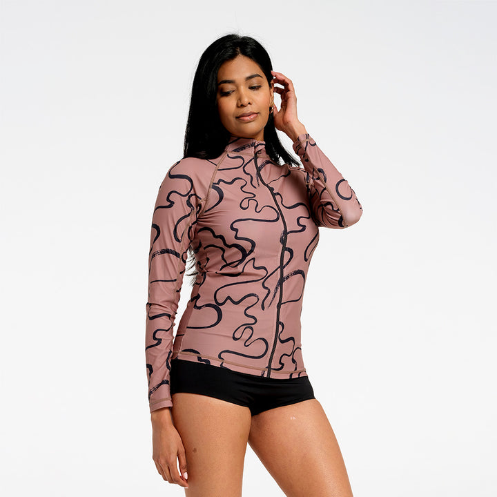 Cancer Council | Womens Swirl Long Sleeve Swim Jacket  | Angle | UPF50+ Protection