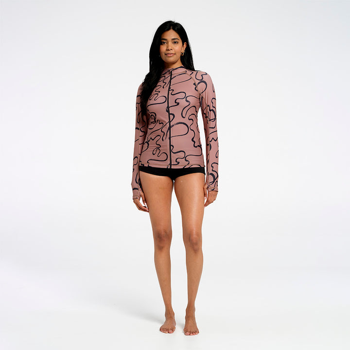 Cancer Council | Womens Swirl Long Sleeve Swim Jacket  | Full | UPF50+ Protection