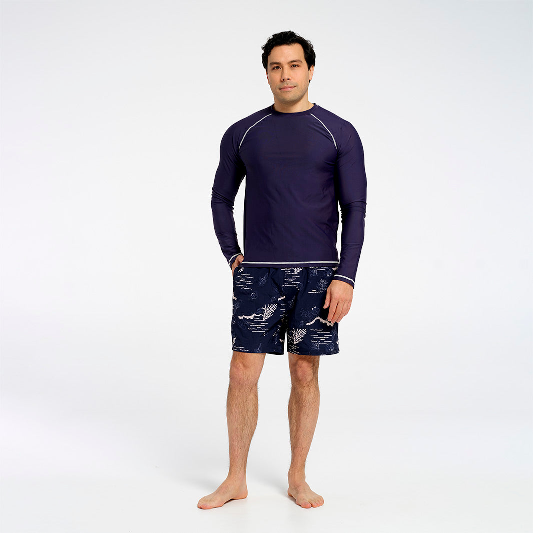 Cancer Council | Mens Block LS Rashie | Full | UPF50+ Protection
