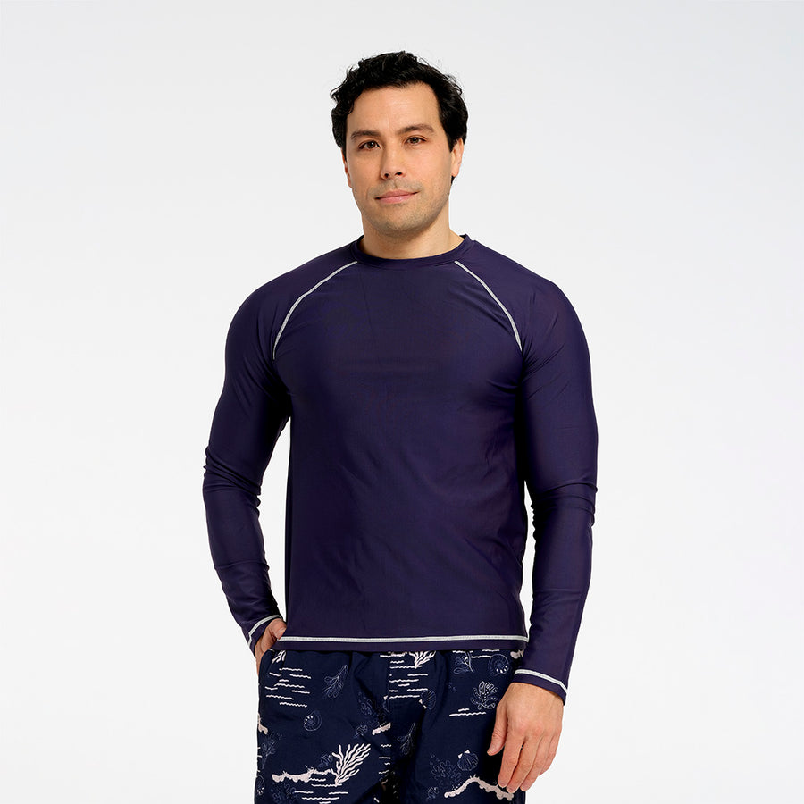 Cancer Council | Mens Block LS Rashie | Front | UPF50+ Protection