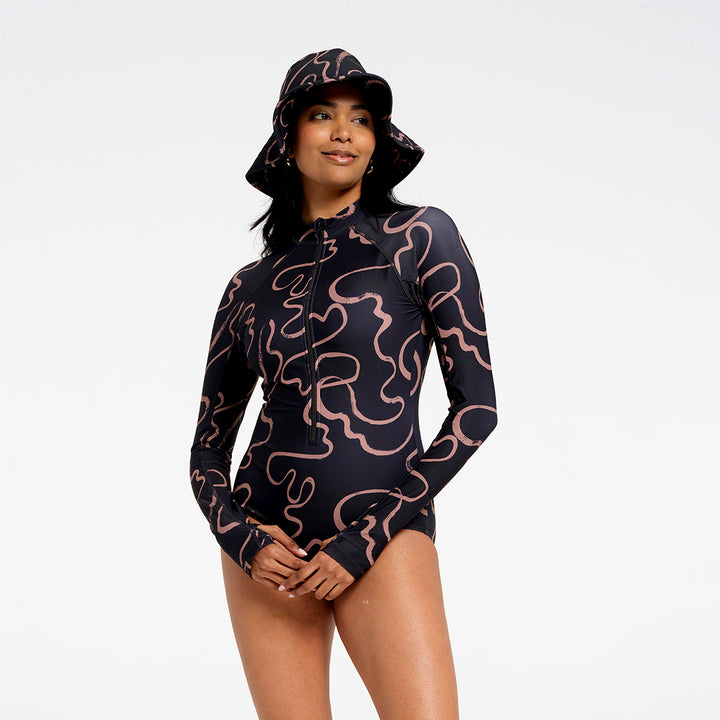 Cancer Council | Womens Swirl Swim Hat | Full | UPF50+ Protection