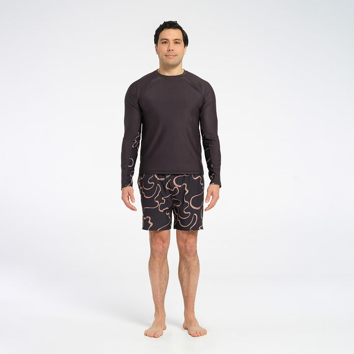 Cancer Council | Mens Swirl LS Rashie | Full | UPF50+ Protection