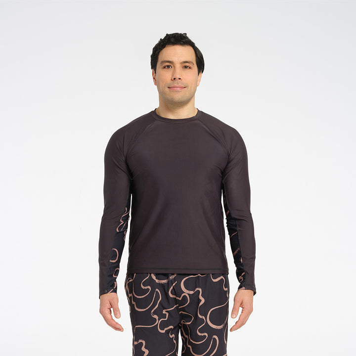 Cancer Council | Mens Swirl LS Rashie | Front | UPF50+ Protection