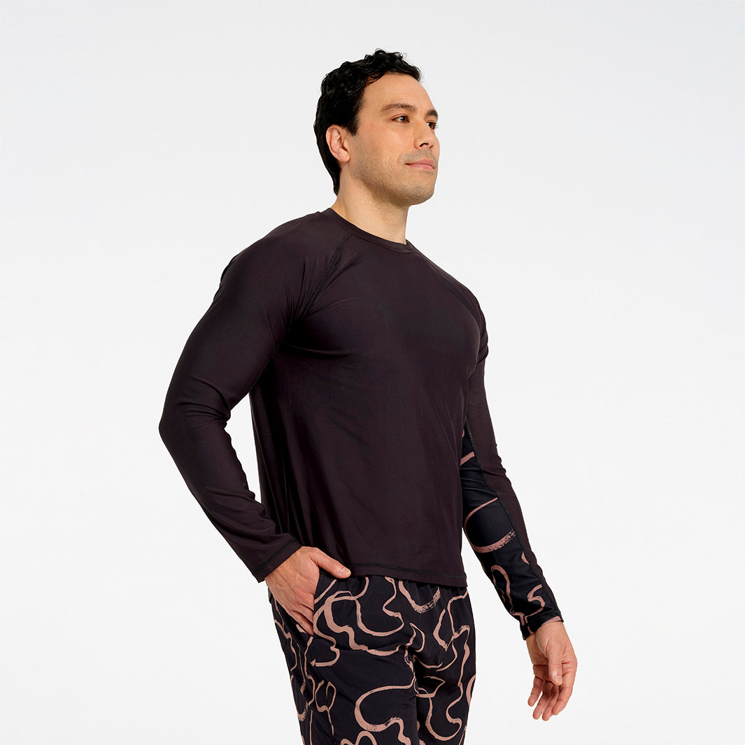 Cancer Council | Mens Swirl LS Rashie | Angle | UPF50+ Protection