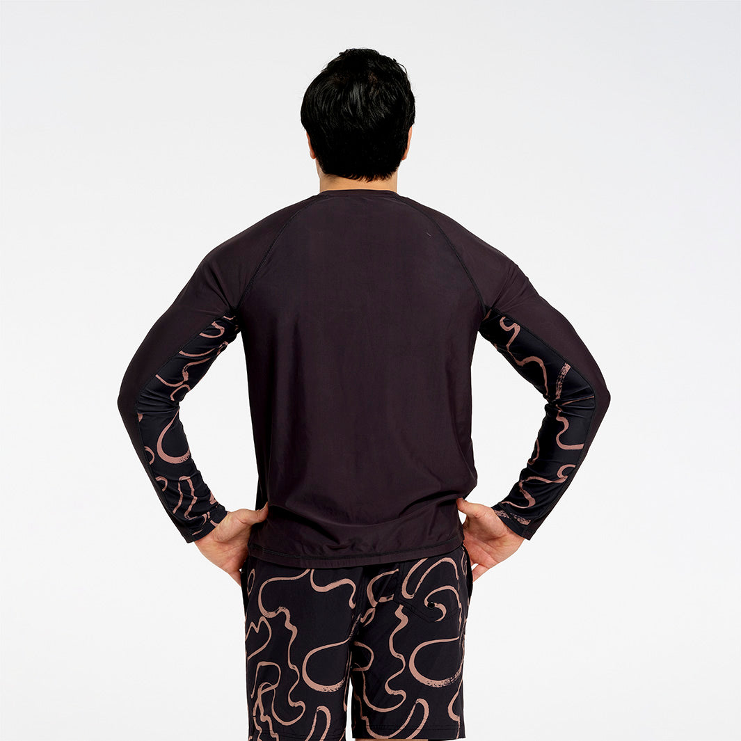 Cancer Council | Mens Swirl LS Rashie | Back | UPF50+ Protection