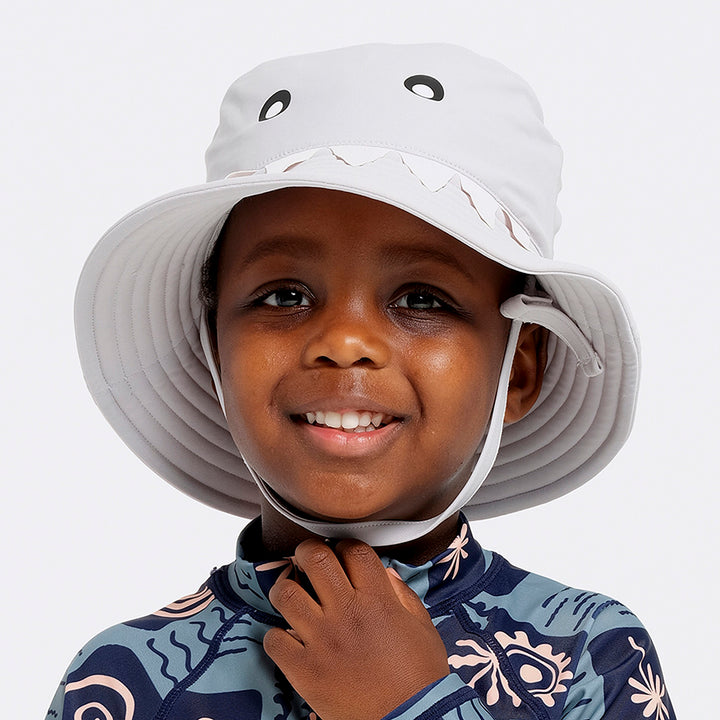 Cancer Council | Toddler Shark Bucket Hat | Front | UPF50+ Protection
