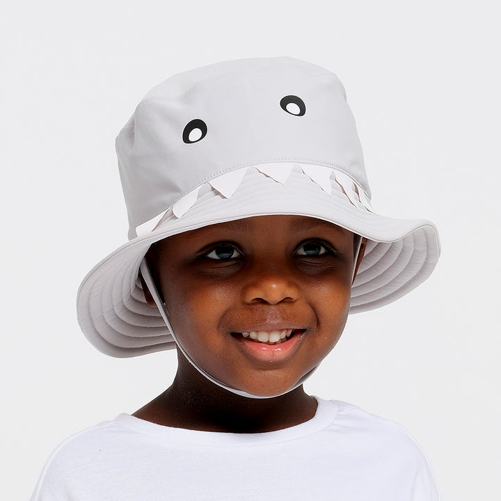 Cancer Council | Toddler Shark Bucket Hat | Front | UPF50+ Protection
