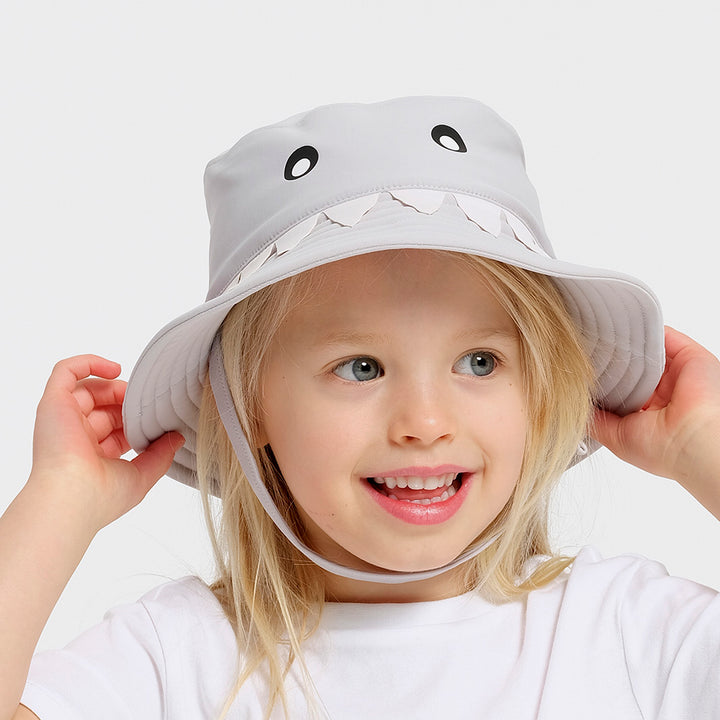 Cancer Council | Toddler Shark Bucket Hat | Front | UPF50+ Protection