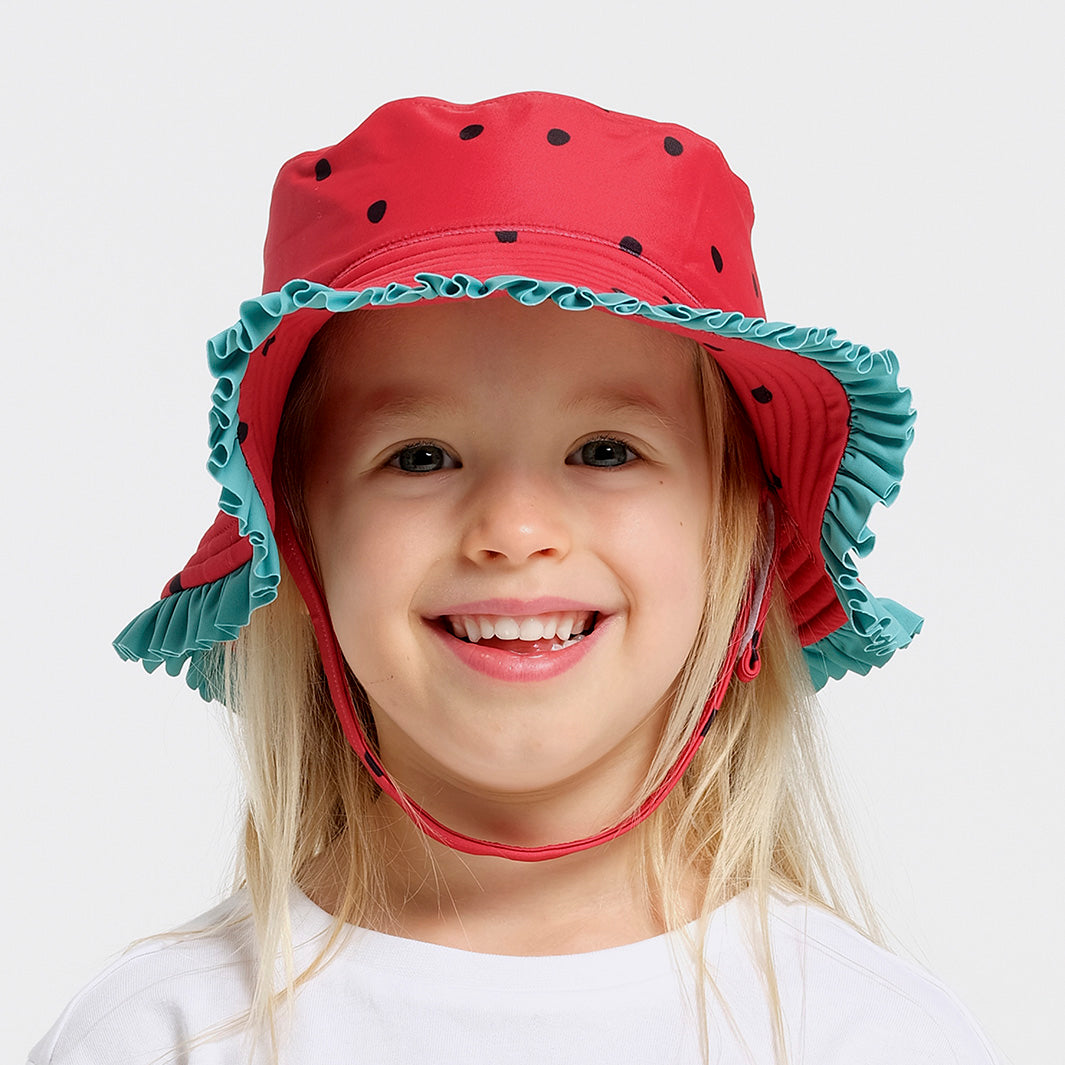 Cancer Council | Toddler Watermelon Bucket Hat | Front | UPF50+ Protection