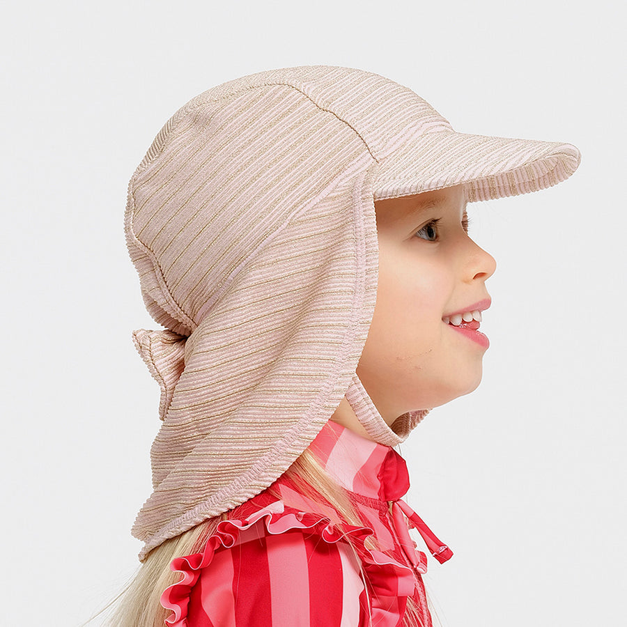 Cancer Council | Toddler Bow Legionnaire Swim Hat - Pink Lady | Front | UPF50+ Protection