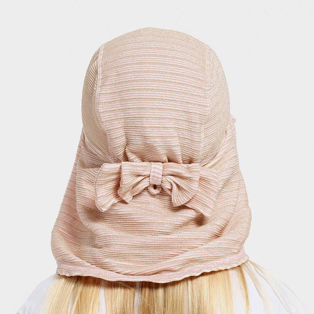 Cancer Council | Toddler Bow Legionnaire Swim Hat - Pink Lady | Back | UPF50+ Protection
